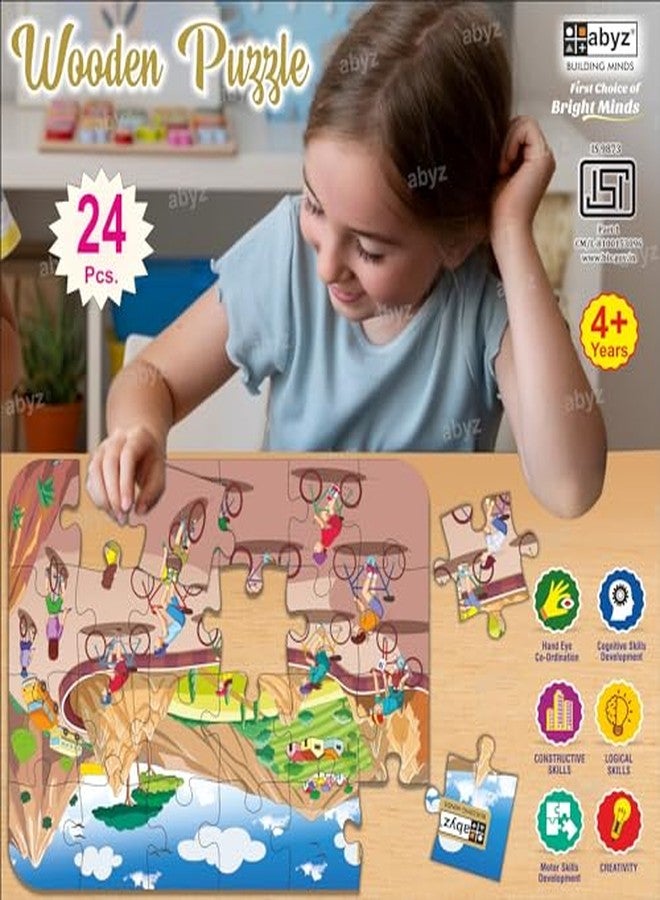 ABYZ Wooden Jigsaw Puzzle - Cycle Racing Playset for Fun Educational & Little Explorers, 24-Pieces Pack of 2 Fun Games with Multicolor | Birthday Gift for (4-6 Years) Age Kids. - Image 5